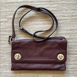 Marc By Marc Jacobs Crossbody Convertible Bag Clutch Burgundy Leather Envelope